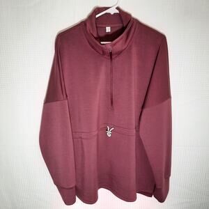 Laslulu Pink Quarter Zip Pullover Men's 2XL Drawstring Waist Athleisure Top